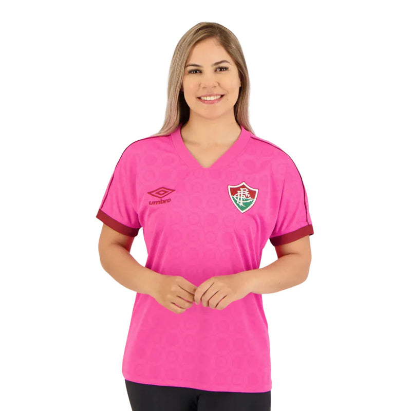 Camisa Feminina Fluminense Outubro Rosa 2023/24 - Modelo Baby Look