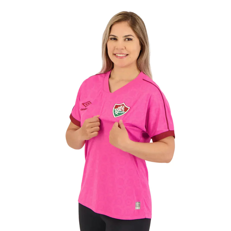 Camisa Feminina Fluminense Outubro Rosa 2023/24 - Modelo Baby Look