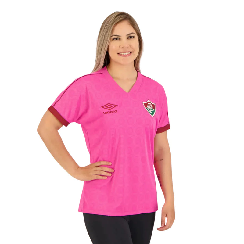 Camisa Feminina Fluminense Outubro Rosa 2023/24 - Modelo Baby Look