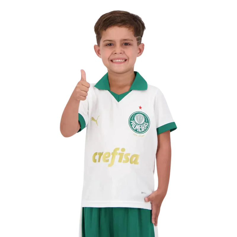 Conjunto Infantil Palmeiras ll 2024/25 Branca - Modelo Torcedor