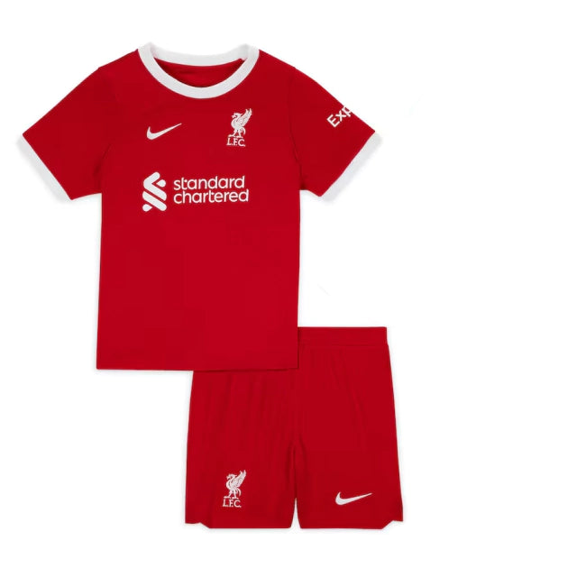 Conjunto Infantil Liverpool l 2023/24 Vermelho - Modelo Torcedor