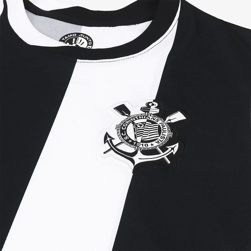 Camisa Feminina Corinthians lll 2024/25 Branca e Preta - Modelo Baby Look