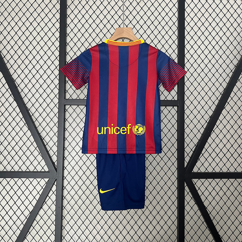 Conjunto Retrô Infantil Barcelona l 2013/14 - Modelo Torcedor