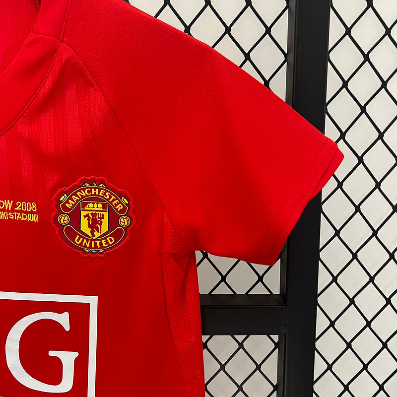 Conjunto Retrô Infantil Manchester United l 2007/08 - Modelo Torcedor