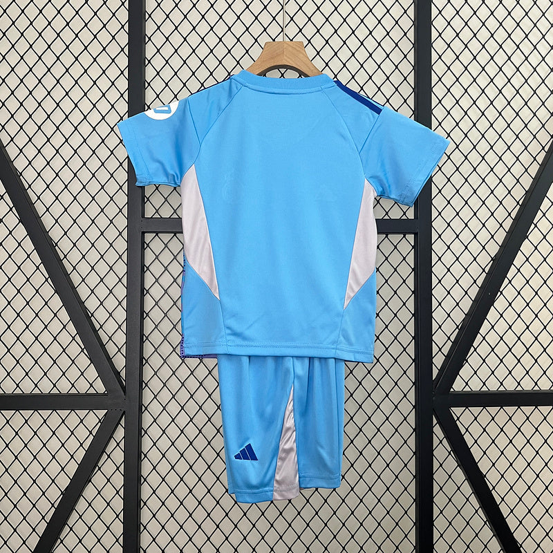 Conjunto Infantil Real Madrid Goleiro 2024/25 Azul - Modelo Torcedor