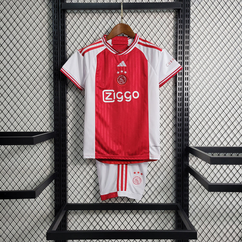 Conjunto Infantil Ajax l 2023/24 Branco - Modelo Torcedor