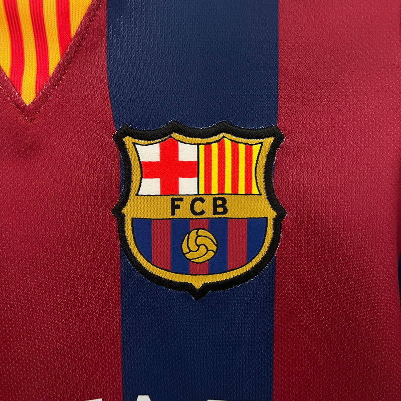 Conjunto Retrô Infantil Barcelona l 2014/15 - Modelo Torcedor