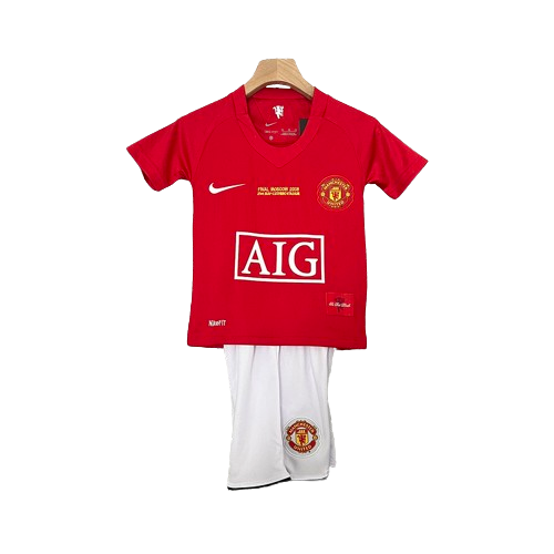 Conjunto Retrô Infantil Manchester United l 2007/08 - Modelo Torcedor