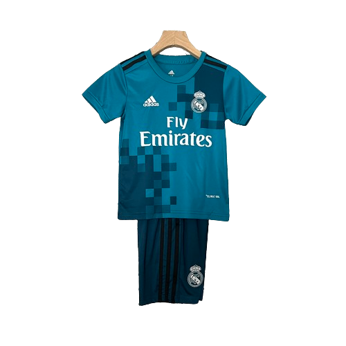 Conjunto Retrô Infantil Real Madrid ll 2017/18 - Modelo Torcedor