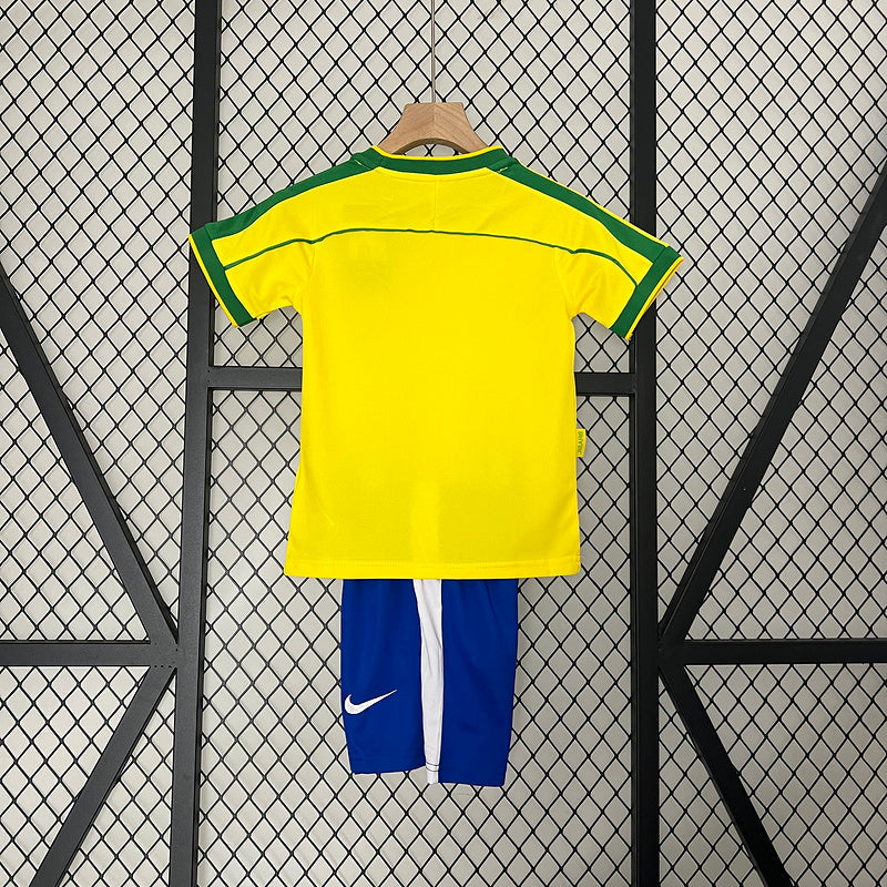 Conjunto Retrô Infantil Seleção Brasil l 1998 - Modelo Torcedor