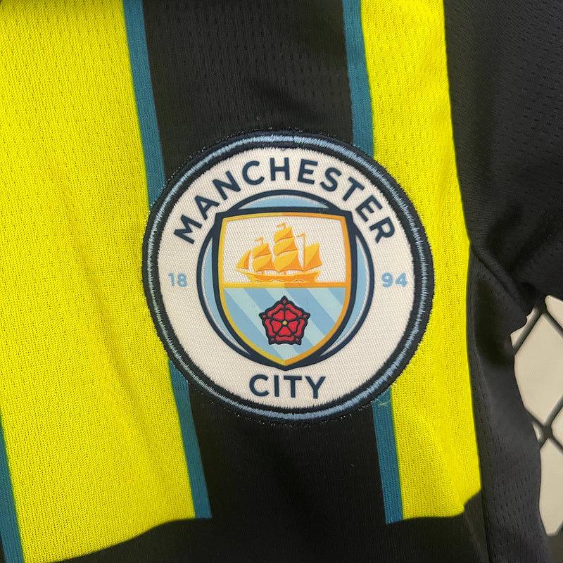 Conjunto Infantil Manchester City ll 2024/25 Listrado - Modelo Torcedor