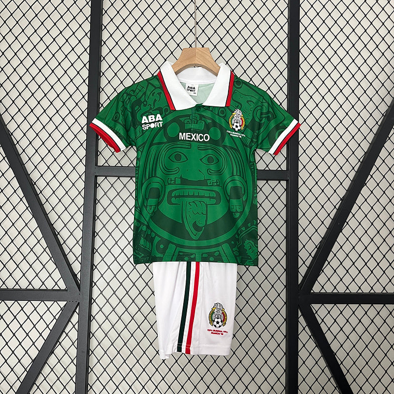 Conjunto Retrô Infantil Seleção México l 1998 - Modelo Torcedor