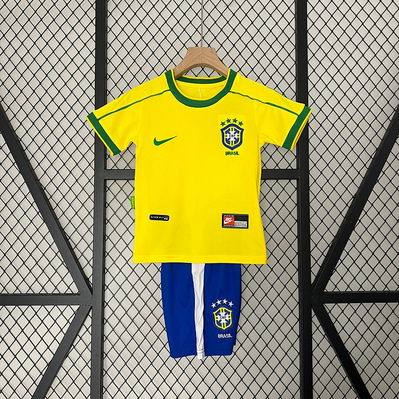 Conjunto Retrô Infantil Seleção Brasil l 1998 - Modelo Torcedor