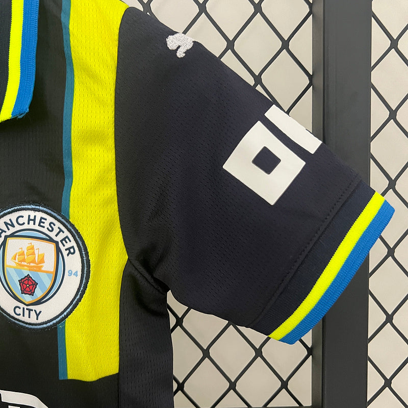 Conjunto Infantil Manchester City ll 2024/25 Listrado - Modelo Torcedor