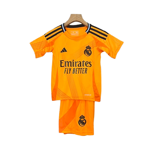 Conjunto Infantil Real Madrid ll 2024/25 Laranja - Modelo Torcedor