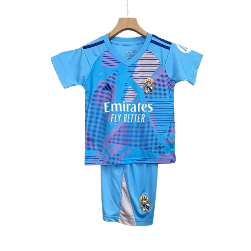 Conjunto Infantil Real Madrid Goleiro 2024/25 Azul - Modelo Torcedor