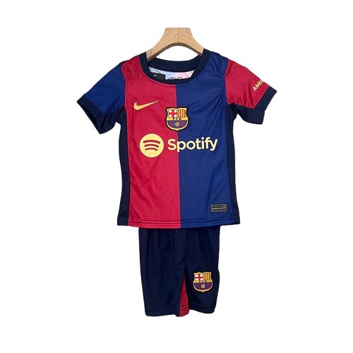 Conjunto Infantil Barcelona l 2024/25 Grená - Modelo Torcedor