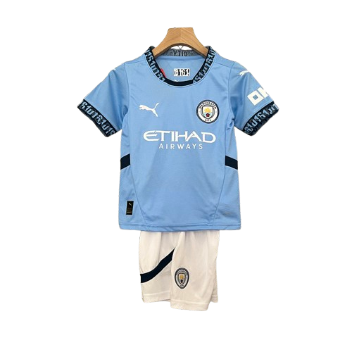 Conjunto Infantil Manchester City l 2024/25 Azul - Modelo Torcedor