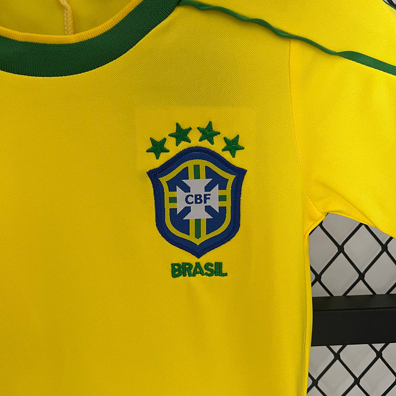 Conjunto Retrô Infantil Seleção Brasil l 1998 - Modelo Torcedor