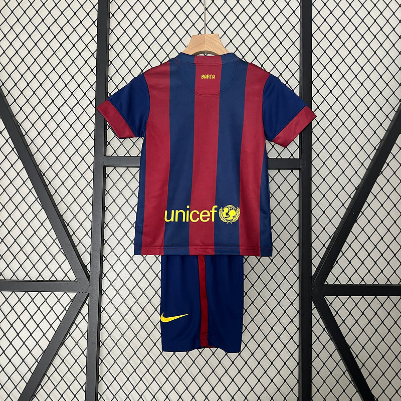 Conjunto Retrô Infantil Barcelona l 2014/15 - Modelo Torcedor