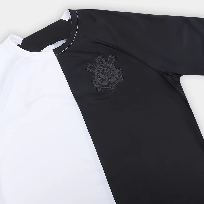 Camisa Corinthians Pré Jogo 2023/24 Branca e Preta - Modelo Torcedor