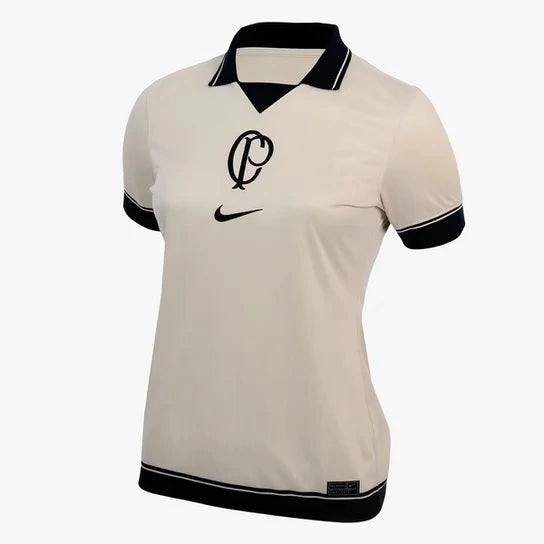 Camisa Feminina Corinthians Manto 2023/24 Bege - Modelo Baby Look