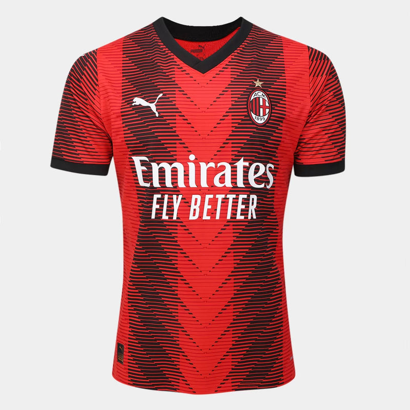 Camisa Milan l 2023/24 Vermelha e Preta - Modelo Torcedor