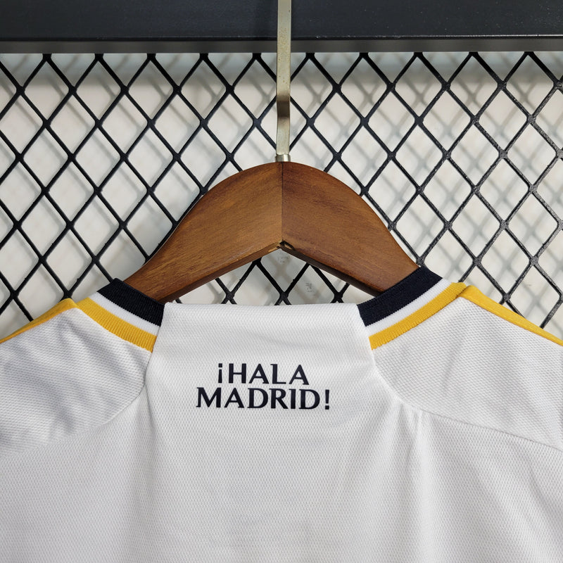 Conjunto Infantil Real Madrid l 2023/24 Branco - Modelo Torcedor