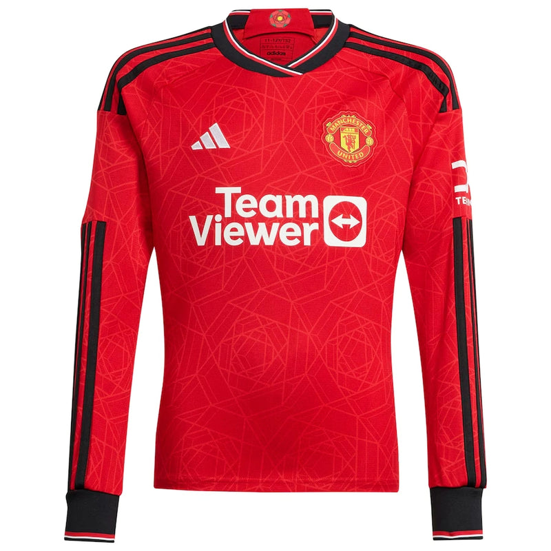 Camisa Manga Longa Manchester United l 2023/24 Vermelha - Modelo Torcedor